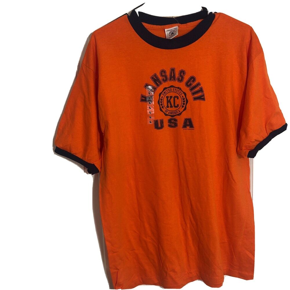 Delta Pro Weight Tshirt  Kansas City  USA   Adult Mens L Orange  NWT